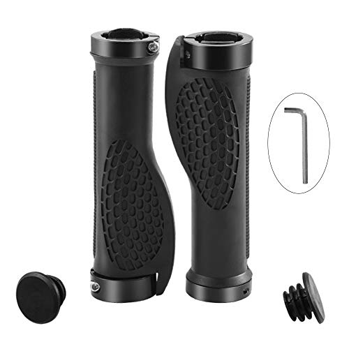 Unisun Fietsstuurgrepen, antislip ergonomische rubberen fietshandgrepen, aluminium schroef dubbele slot fietshandgrepen voor MTB BMX Urban Bike Opvouwbare fiets (zwart)