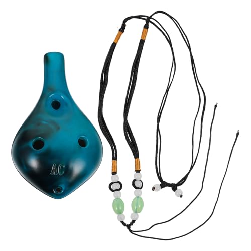 ULTECHNOVO Ocarina en Dolomite Bleu 6 Trous Portable avec Corde et Paquet, Instrument Musical Pratique pour Débutants et Professionnels