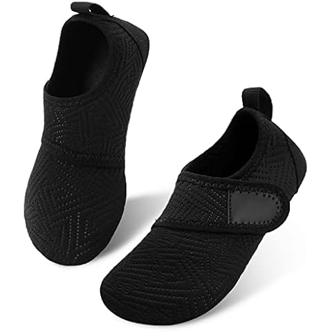 L-RUN Kids Water Skin Shoes Barefoot Boys Girls Aqua Sock Black 9.5-10=EU26-27 Cover