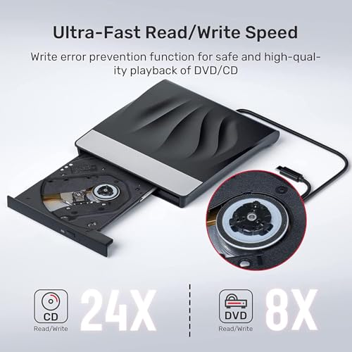 Unidad Externa CD/DVD para Laptop con USB 3.0 y Type-C miniatura 4