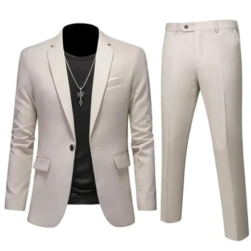 Men's Solid Business Official Office 2Pcs Set Groom Wedding Trousers Suit2