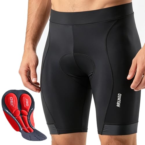 Kiygeran Mens Cycling Shorts Padded Bicycle Half Pants Bike Biking Cycle Tights with Anti-Slip Leg Grips