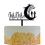 OIXCMNJQ Mr & Mrs Cake Topper, Bride and Groom Vow In the Moon, Wedding Cake Topper in Black Acrylic