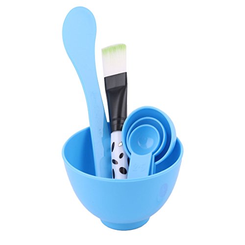 uxcell Blue 4 in 1 Cosmetic Tool Make Up Mask Mixing Stick Brush Spoon Bowl Kit
