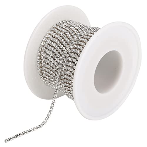 Cadena De Diamantes De Imitación De Cristal De 10 Yardas, Adorno De Cadena De Cierre, Adorno De Cadena De Garra De Recorte De Diamantes De Cristal Transparente Para Costura, Joyería Diy Plata