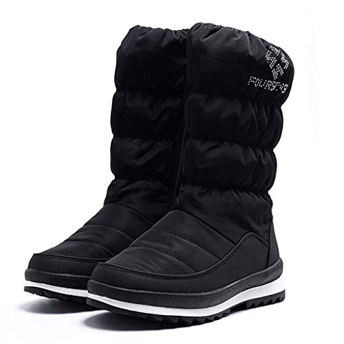 XYLUCKY Outdoor Wasserdicht Winter Schneeschuhe warme Pelzschuhe Mode Schuhe für Frauen Mädchen,Schwarz,36 Cover