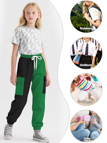 Image of Cromoncent Girls&Womens Cargo Pants Elastic Waist Lightweight Outdoor Jogger Pants, 6 Years - XX-Large