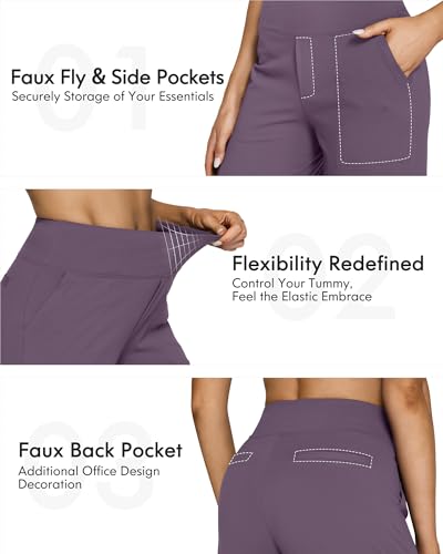 Image of G4Free EverGoing Yoga Pants Women Wide Leg Pants with Pockets High Waist Stretch Dress Casual Sweatpants Petite /Regular /Tall