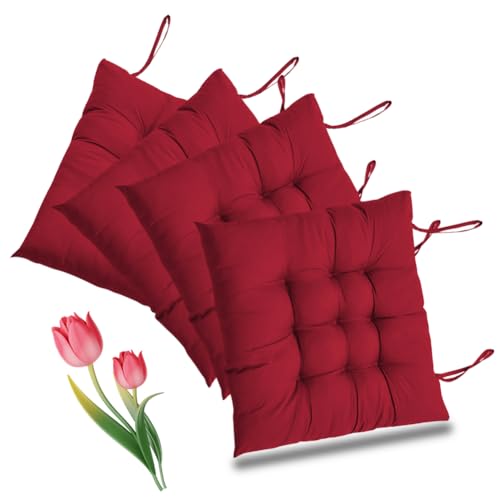 Umllpet Stuhlkissen 4er Set, 40x40cm Sitzkissen Gartenmöbel, Sitzpolster Stuhl Sitzkissen Esszimmerstuhl Sitzauflage Stuhl für Indoor Outdoor Bürostuhl (Weinrot) Umllpet Stuhlkissen 4er Set, 40x40cm Sitzkissen Gartenmöbel, Sitzpolster Stuhl Sitzkissen Esszimmerstuhl Sitzauflage Stuhl für Indoor Outdoor Bürostuhl (Weinrot)