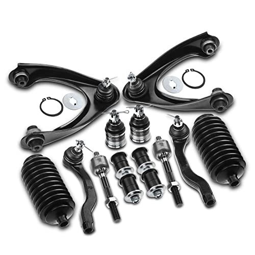 A-Premium 12Pcs Front Suspension Kit Upper Control Arm Ball Joint Tie Rod End Sway Bar Link Rack and Pinion Bellows Compatible with Honda Civic 1996-2000 L4 1.6L