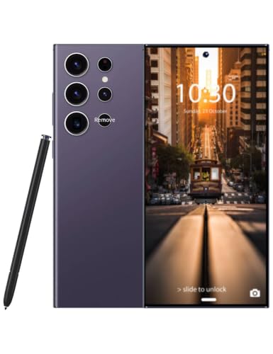Echoamo C24 Ultra Unlocked Phone 5G Dual SIM 8GB+256GB Large Storage Unlockedphone Android 14.0 Cell Phone 6800 mAh Battery Smart Phone 6.8-inch HD Screen/Fingerprint Lock/GPS (Purple)