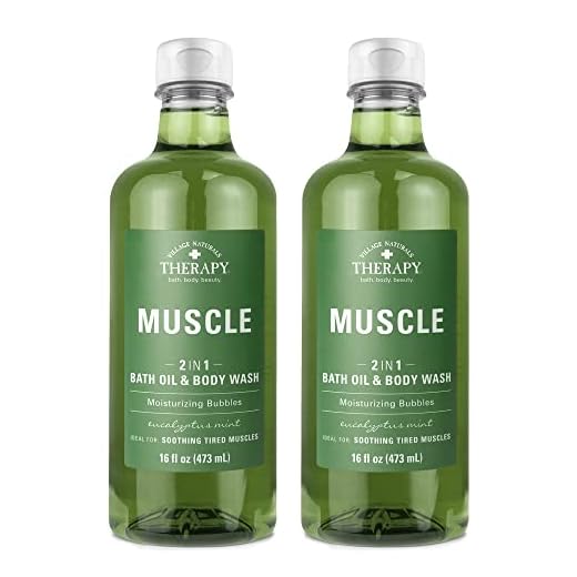 Village Naturals Therapy Muscle Foaming Bath Oil and Body Wash 16 oz. 2 pack, Green, 16 oz