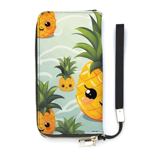 Portafoglio minimalista da uomo grazioso portafoglio bifold con stampa ananas carino da viaggio da donna 20 x 10.5 cm moderno
