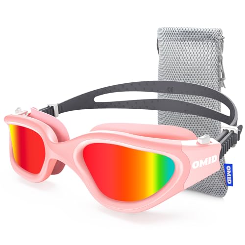 OMID Schwimmbrille, bequeme, polarisierte Schwimmbrille, beschlagfrei, auslaufsicher, UV-Schutz, kristallklare Sicht, Schwimmbrille für Herren, Damen, Erwachsene
