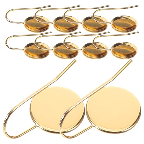 Toyvian - Toyvian Supports de Boucles D’Oreilles en Acier Inoxydable Doré Plateaux à Crochets Vintage 10 MM 10 Pièces pour Création Bijoux DIY Plateau à Pendentifs et Breloques pour Handmade