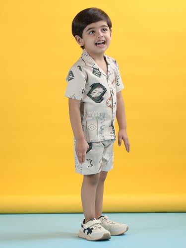 Image of POLKA TOTS 100% Cotton Half Sleeve Shirt and Shorts Combo for Boys | Co-Ord Set for Kids | Summer Wear Dress for Toddlers | Breathable & Skin-Friendly Boys Clothes | Trendy Summer Outfit & Beach Wear