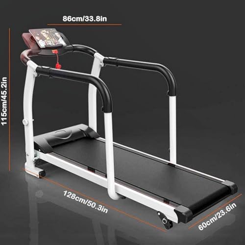 Image of Electric Rehabilitation Treadmill for Elderly | Folding Walking Machine with Safety Handrails and LED Display | Home Fitness Exercise Limb Recovery Indoor Training