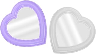 2pcs Heart Shaped Makeup Mirrors Set Small Wa...