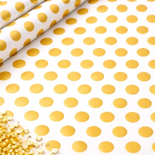 Sivayaa Premium Gift Wrapping Paper Pack of 12 Sheets (19.5 x 29.5 Inch) Gold & White Polka Dot Design – Birthday, Party, Christmas, Wedding Gift Wrap Paper for Packing, Return Gifts & DIY Craft