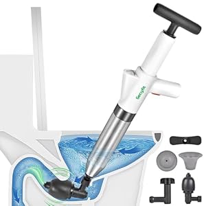 Toilet Plunger, High Pressure Drain Unclogging Tool, Plungers for Bathroom, Floor, Shower, Sink Heavy Duty, Multi-Purpose Air Pump Plunger for Toilet, Toilet Snakes for Hair Clog Remover