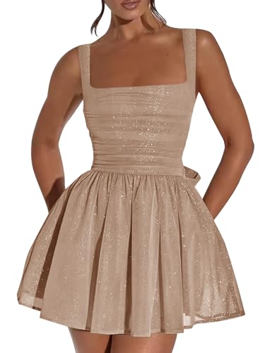 Cudiew Sparkly Tulle Homecoming Dresses for Teens Ruched Corset HOCO Dress Short Cocktail Party Gowns with Bow
