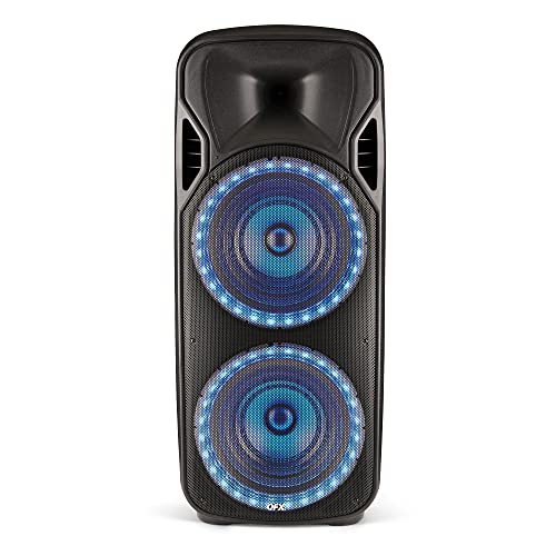 QXF PBX-2250 TWS Bluetooth Dual 15â€ Woofer 1.5â€ Tweeter Rechargeable Recording Portable Speaker 5-Band Graphic Equalizer Guitar Input Microphone with Echo Control AUX Input USB/TF (2021 Model)