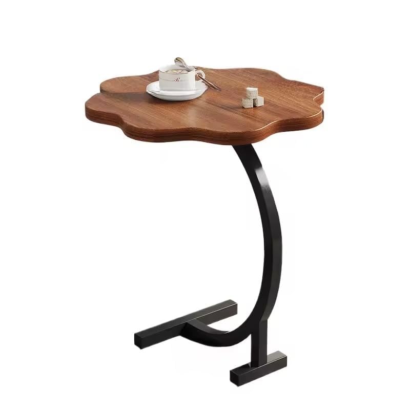 Image of Side Table Stands Couch Side, Swivel TV Tray Table, C-Shaped End Table, Small Center Table for Home Office for Bedroom, Living Room | Closet with Dustproof Door (Flower Table-YZ)