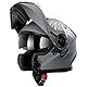 Westt Klapphelm Motorradhelm Integralhelm mit Sonnenlende und Visier, ECE-R 22.06 Motocross Helm Mopedhelm für Damen und Herren, Mattschwarz / Mattgrau/ Weiß, in Größe S-XL
