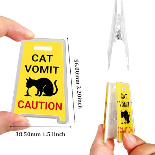 Funny Cat Vomit Caution Sign, Stocking Stuffers for Women Cat Owner Cat Decor for Cat Lovers Mom Dad Owner, Kitty Vomits Warning Signs Desk Decorations, Christmas Birthday Gifts