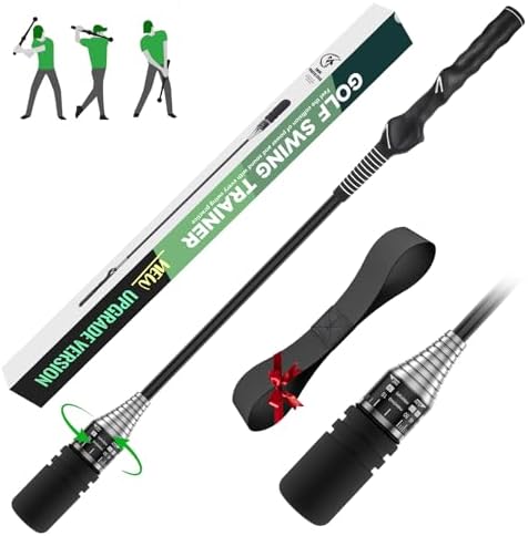 UYCCIMB Golf Swing Trainer, Adjustable Rod Head Speed Click Stick Golf Trainer Speed & Tempo Stick for Grip & Warm-Up, Golf Swing Training Aid for Right-Handed with Arm Band