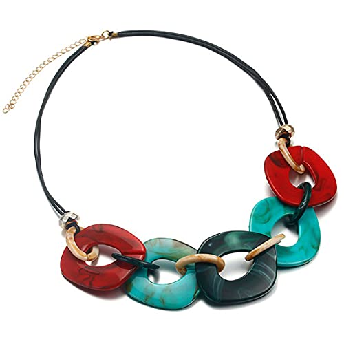 Grestal Punk Acrylic Statement Geometric Choker Necklace Colorful Resin Acetate Chunky Necklaces Large Choker Collar Delicate Jewelry Adjustable For Women #TOP1