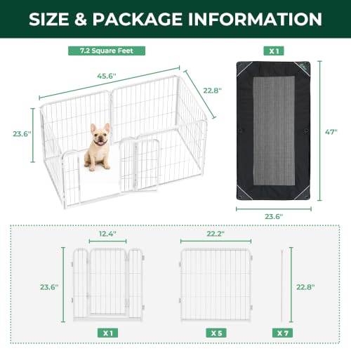 Image of FXW Homeplus Indoor Dog Playpen with Mesh Top Cover, 24 inch H, 6 Panels