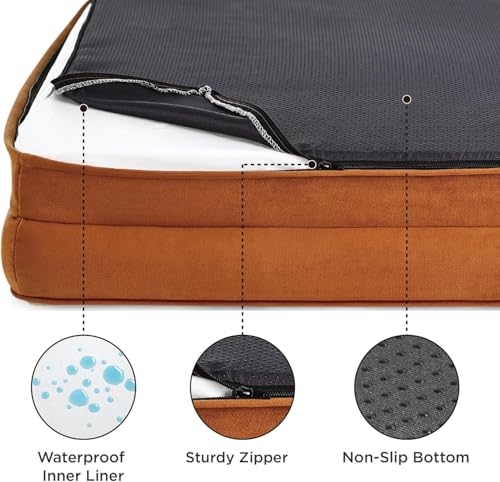 Image of Cutepups Orthopedic Dog Bed Comfortable Dog Mattress for Sleeping, Washable pet Bed for Dogs (Brown /Cream, M)