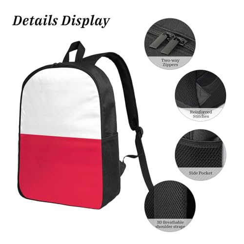 Sac à dos d'école drapeau polonais avec boîte à déjeuner et trousse EdWal