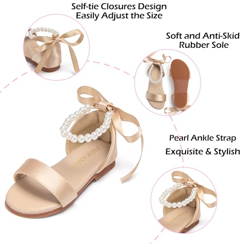 Image of PHIRAMIN Toddler Girl Sandals - Flower Girl Dress Shoes Open Toe Little Kid Wedding Party