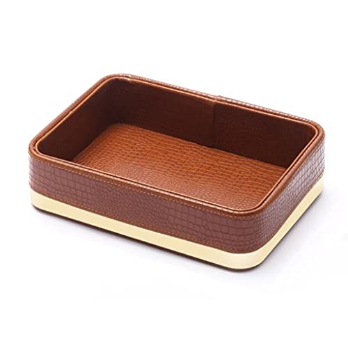 Plateau Decoratif Rectangulaire,Boîte À Clés,Plateau De Baïonnette En Cuir Pu Côté Lit Commode Table D'entrée Commode Organisateur Home Office Travel Café Bar Décorer Le Plateau ( Color : Brown ) Cover
