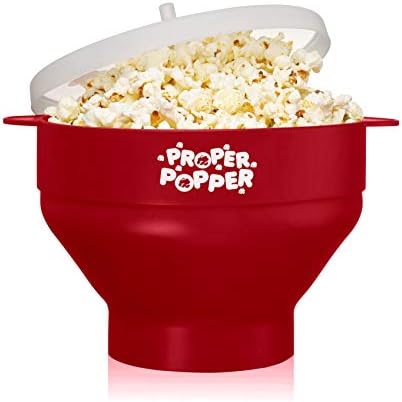 The Original Proper Popper Microwave Popcorn Popper, Silicone Popcorn Maker, Collapsible Bowl BPA Free & Dishwasher Safe - (Ruby Red)