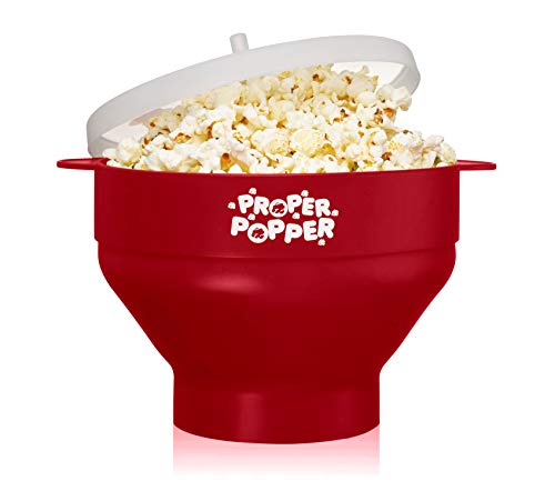 Image of The Original Proper Popper Microwave Popcorn Popper, Silicone Popcorn Maker, Collapsible Bowl BPA Free & Dishwasher Safe - (Ruby Red)