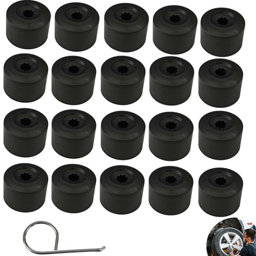 Lot de 20 Cache-couvre-écrous de Roues 17 mm, Capuchons Antivol Compatibles Toutes Marques, Protection Contre Corrosion, Facile à Installer, Bouchons à Vis...