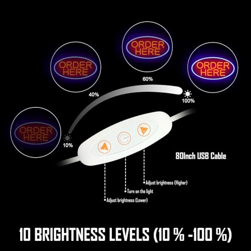 Image of Order Here Neon Sign Order Here Sign Business Neon Sign for Wall Decor Neon Led Sign Order Neon Light Sign Light Up Sign for Coffee Shop Opening Restaurant Cafe Bar Decor Supermarket