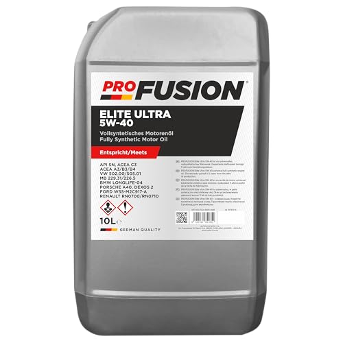ProFusion 5W-40 10L Elite Ultra – Aceite de Motor Sintético Gasolina y Diésel con DPF – Protección Total, Arranque en Frío y Limpieza Eficiente – API SN, ACEA C3, VW 502.00/505.01