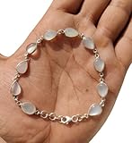 Bracelet en argent en forme de poire naturelle Pierre semi-précieuse en argent sterling 9...