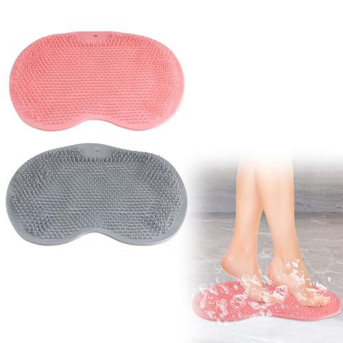 2 Tapis De Massage Silicone Antidérapant avec Ventouses, Brosse Pieds Douche Massant, Nettoie Et Gomme Les Pieds sans Se Baisser, Soin Pieds Relaxation Quotidienne