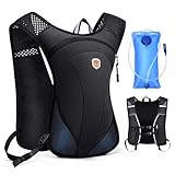 MIAOJIE Hydration Backpack with 2L Water Bladder Bag, Lightweight and Breathable Running Vest for Men, Adjustable Chest Straps Water Pack for Cycling Hiking Climbing Outdoor Rave for Women(Black)