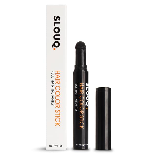 SLOUQ Instant Hair Root Touch Up Colour Stick | Hairline Shadow Stick | Hair Root Concealer For Thinning Hair - Long Lasting & Chemical Free (2 Gm) (Black)