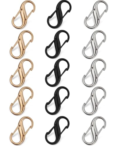 KGDUYC 15 Stück Diebstahlsicherung Reißverschluss Anhänger Rucksackschloss Doppelverriegelung Karabinerhaken S Förmig Reißverschluss Clip für Zuhause Schlüssel Outdoor Aktivitäten