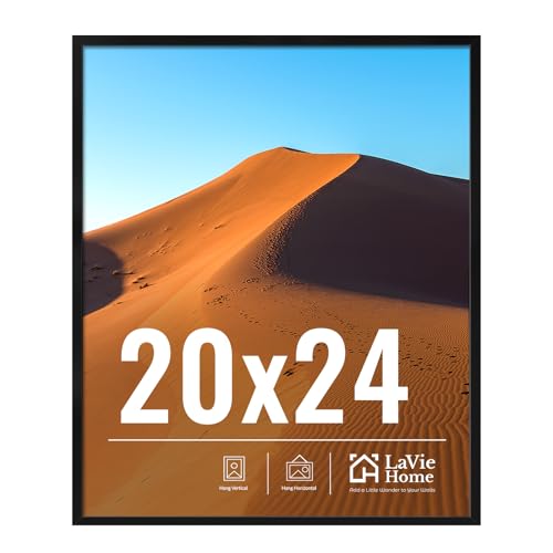 Image of LaVie Home 20x24 Picture Frame for Wall Display, 20x24 Black Picture Frame with HD Plexiglas, 20 x 24 Poster Frame 1 Pack, Display Frame for Vertical or Horizontal, Classic Collection