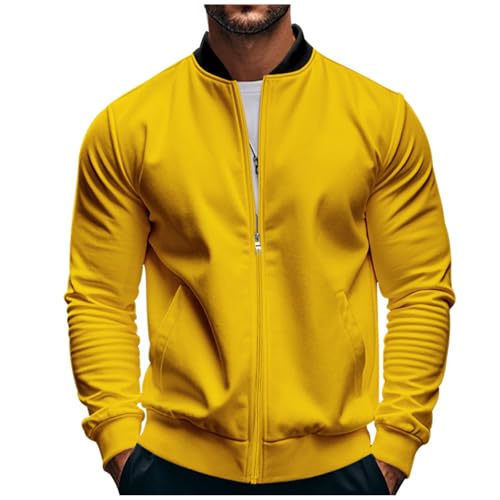 Men's Lightweight Jackets Casual Bomber Stand Collar Jackets with Zip-Up Closure for Golf Work or Fall Outfits