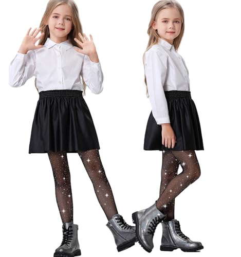 Girls Sparkle Fishnet Tights Toddler Glitter Tights Rhinestone Stockings For Kids Halloween Accessories4