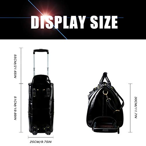 Leathario Mens Genuine Leather Overnight Travel Duffle Overnight Weekender Bag Luggage Carry On Airplane (Black-123)